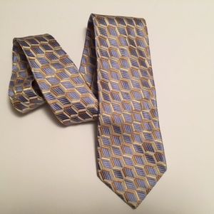 John W. Nordstrom Silk Jacquard Tie Blue Gray Gold